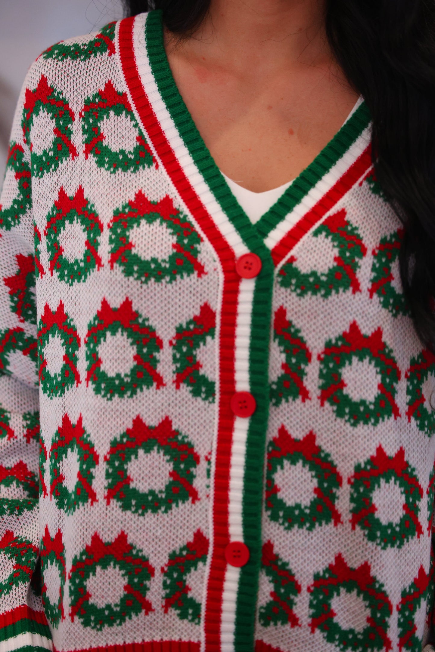 Ribbon Wreath Knit Cardigan (Reg. and Plus)