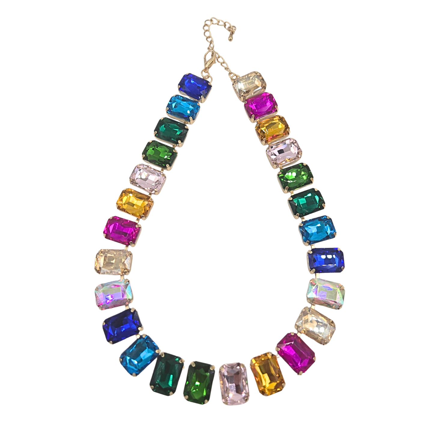 Multicolor Rectangle Jewel Necklace