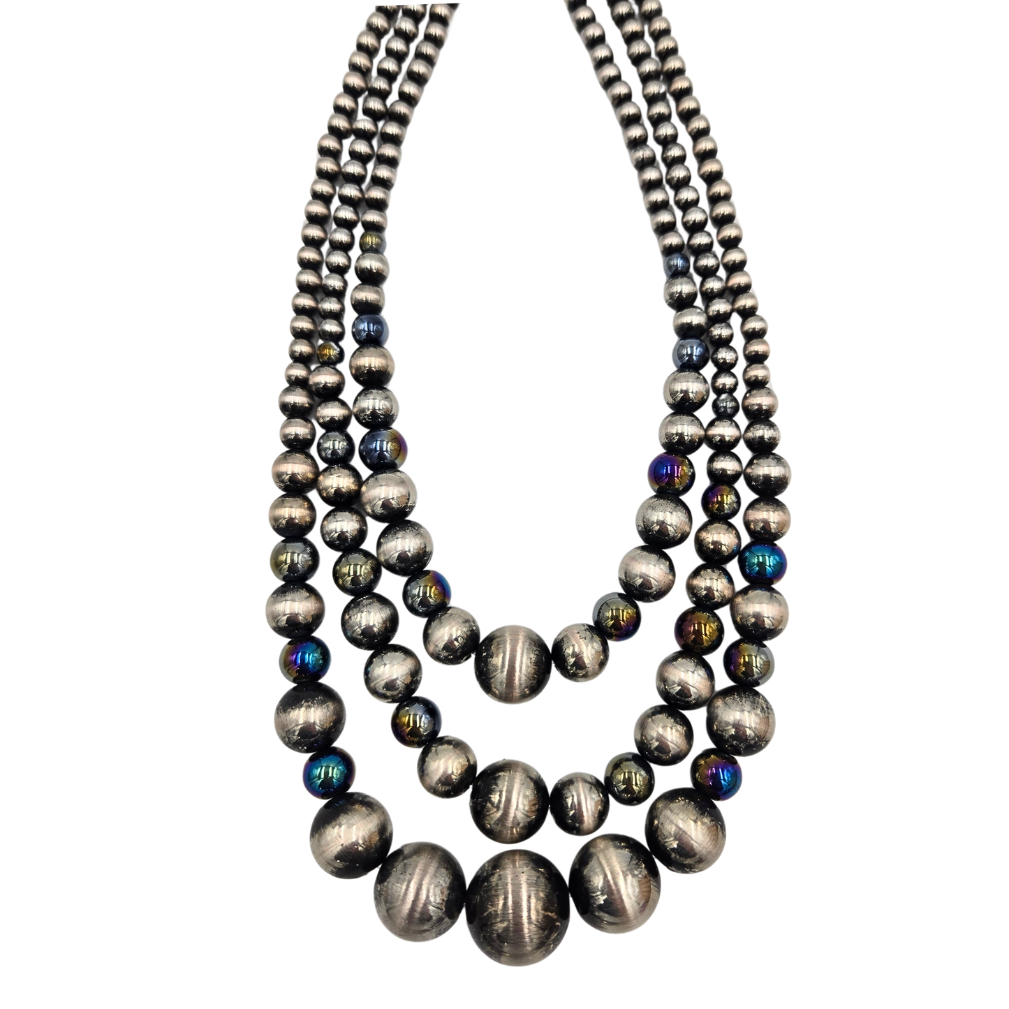 Hematite & Volcano Navajo Pearl Necklace