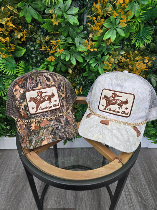 Cowboy Club Trucker Hat with Chain (2 colors)