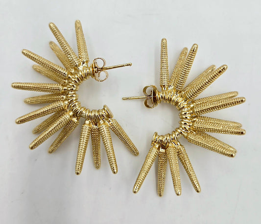 14K Gold Sunburst Earrings