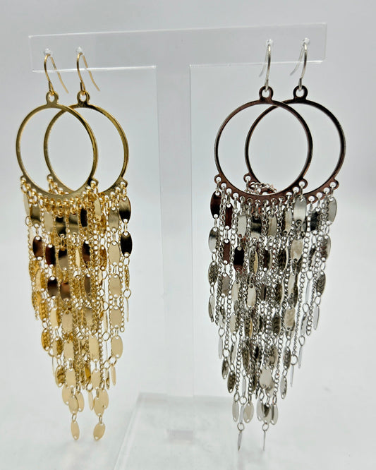 Oval Chain Chandelier Earrings (2 colors)