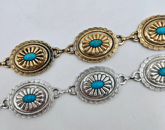 Small Turquoise Concho Chain Belt (2 colors)