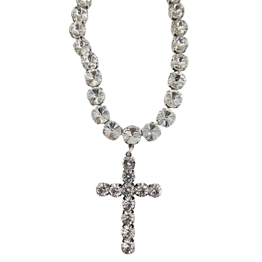 SIENNA - Rome Necklace in Clear/Antique Silver
