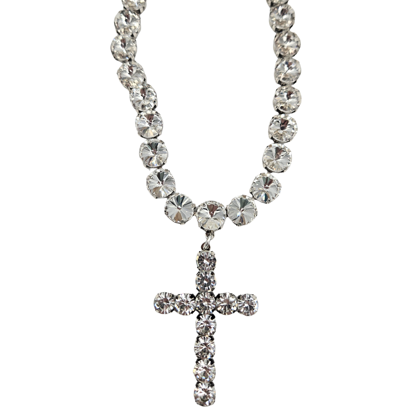 SIENNA - Rome Necklace in Clear/Antique Silver