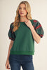 Plaid Puff Sleeve Pullover Top (Reg.) - 2 Colors