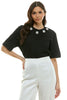 Embellished Open Back Tee Shirt (Reg.)-2 Colors