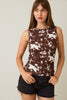 White/Brown Animal Print Sleeveless Top (Reg.)