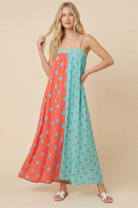 Coral Multi Serafina Polka Dot Maxi Dress (Reg.)