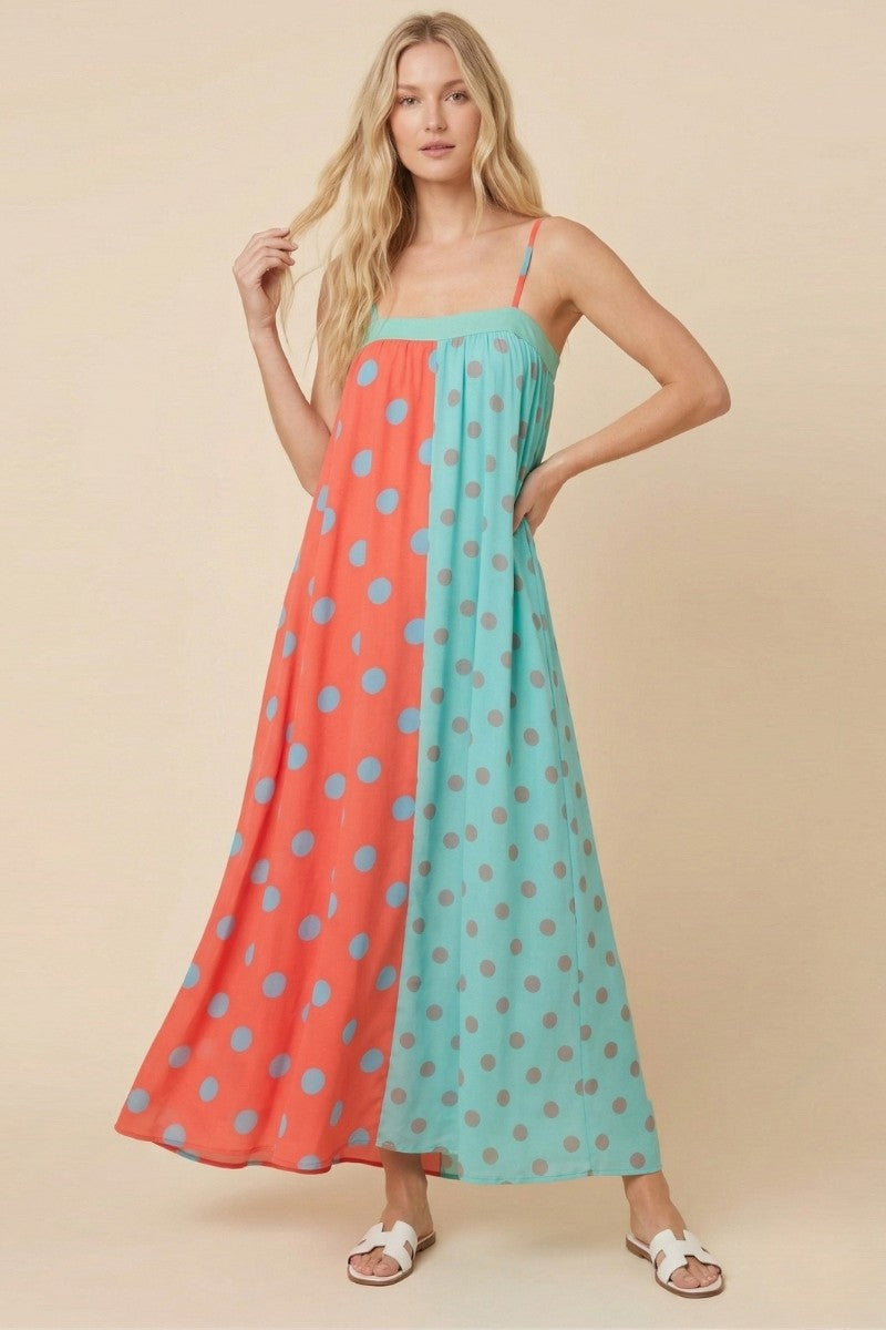 Coral Multi Serafina Polka Dot Maxi Dress (Reg.)