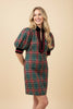 Green Tartan Plaid Mini Shift Dress (Reg & Plus)
