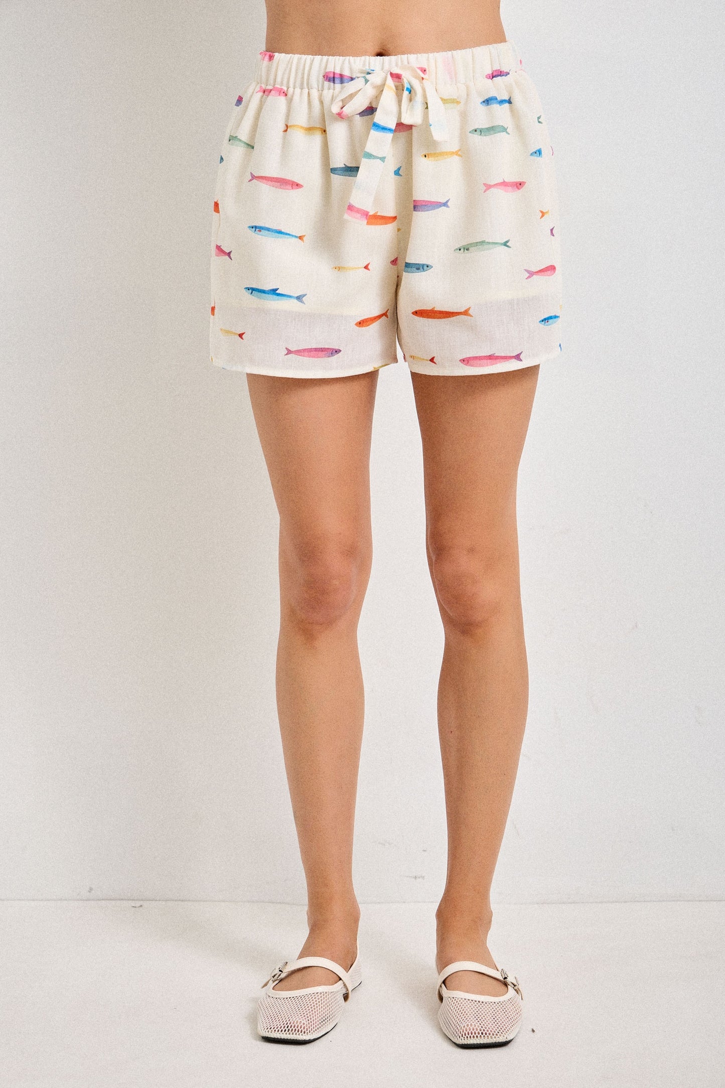 Fish Print Drawstring Shorts (Reg & Plus) - 2 Colors