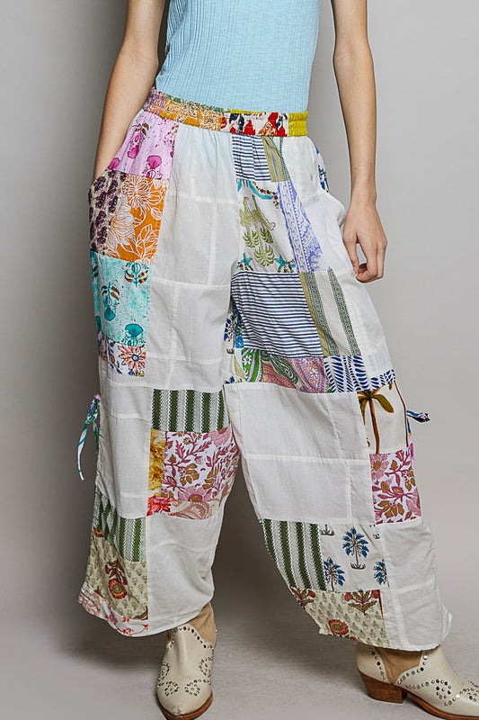 POL Ivory Multi Mixed Patchwork Pants (Reg.)