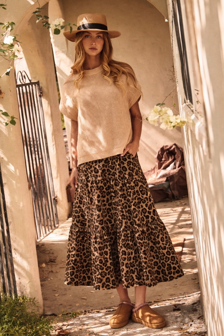 Sand Leopard Top & Midi Dress Set (Reg & Plus)