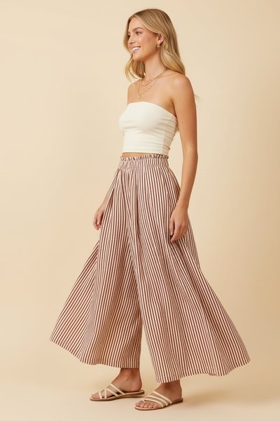 Rust Striped Wide Leg Culotte Pants (Reg & Plus)