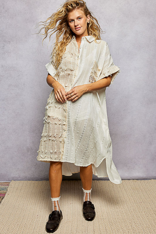 POL Natural Textured Midi Shirt Dress (Reg.)