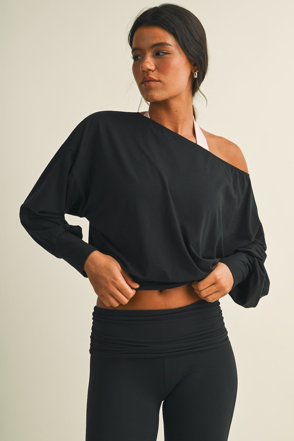 Black Off Shoulder Performance Top (Reg.)