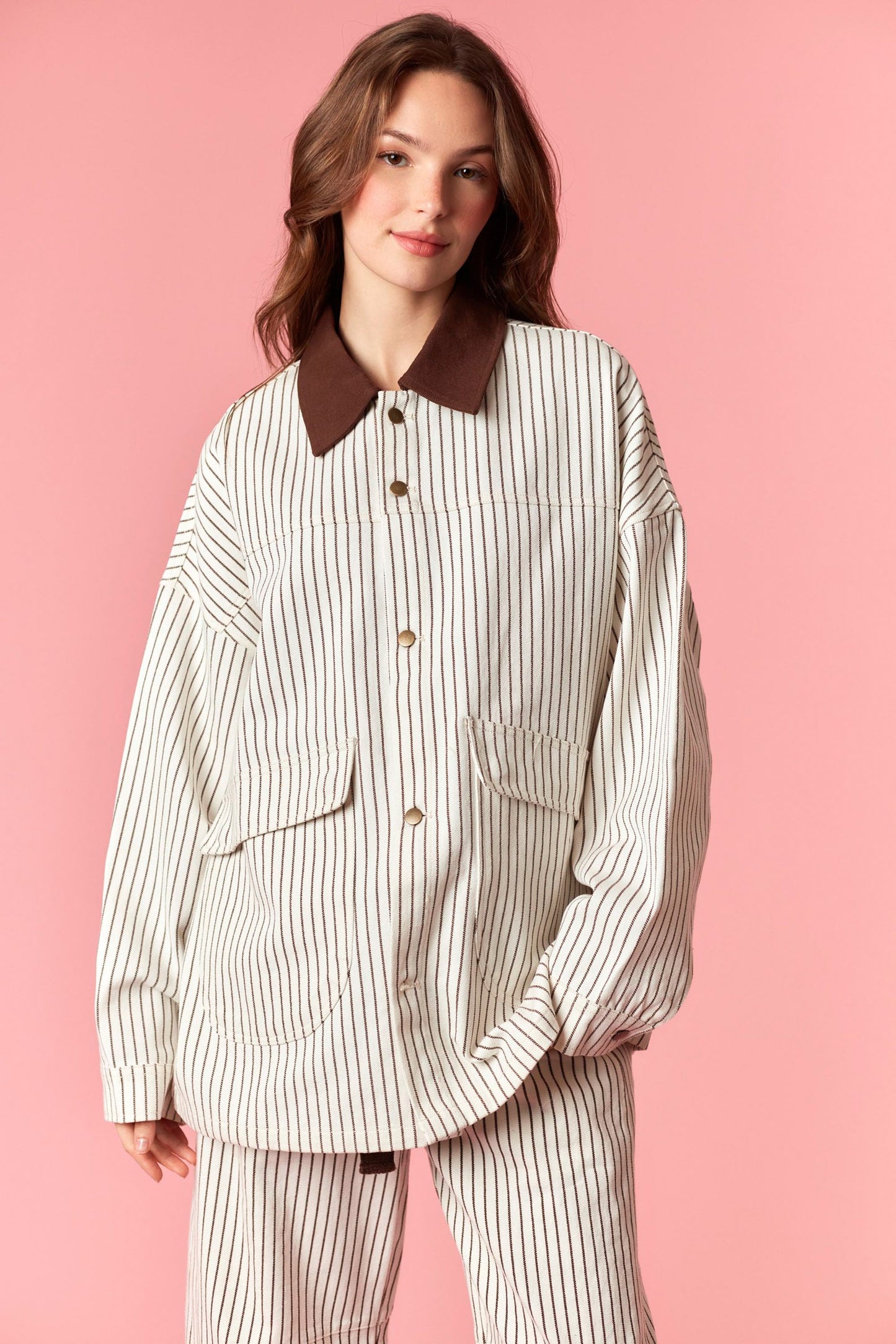 Cream/Brown Stripe Barn Jacket (Reg.)