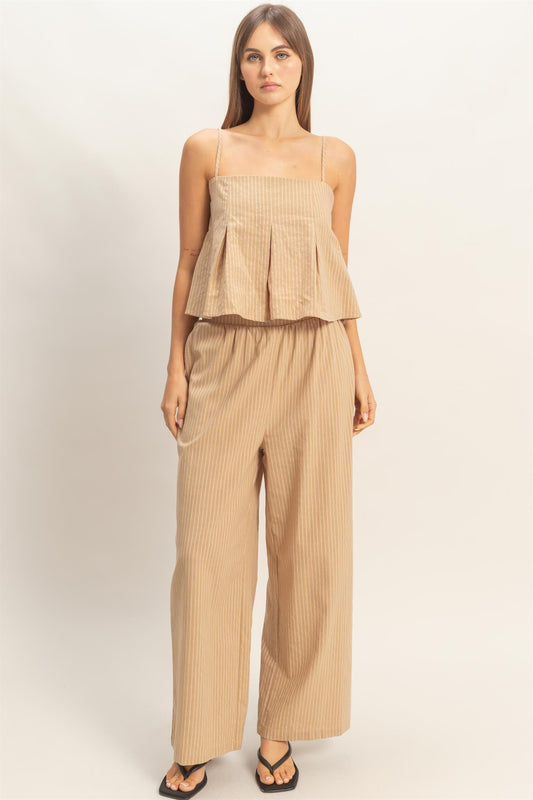 Beige Stripe Cami Top & Pants Set (Reg.)