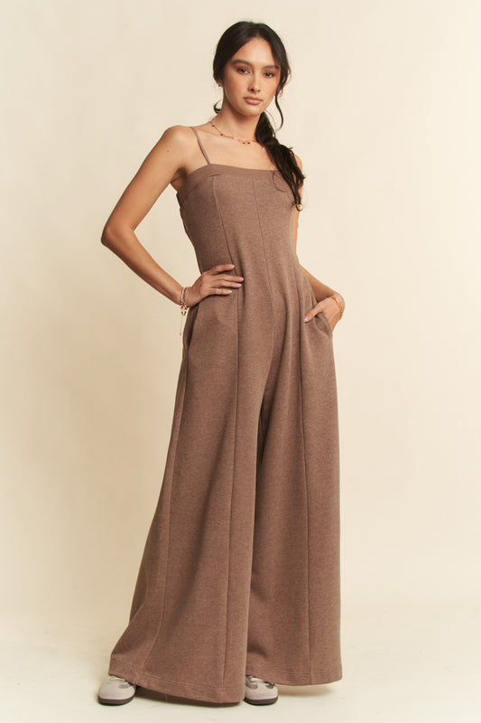 Heather Mocha Bandeau Strapless Jumpsuit (Reg & Plus)