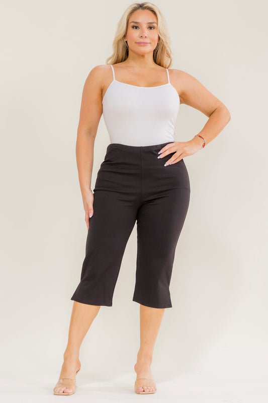 Black Soft Stretchy Ponti Capri Pants (Plus)