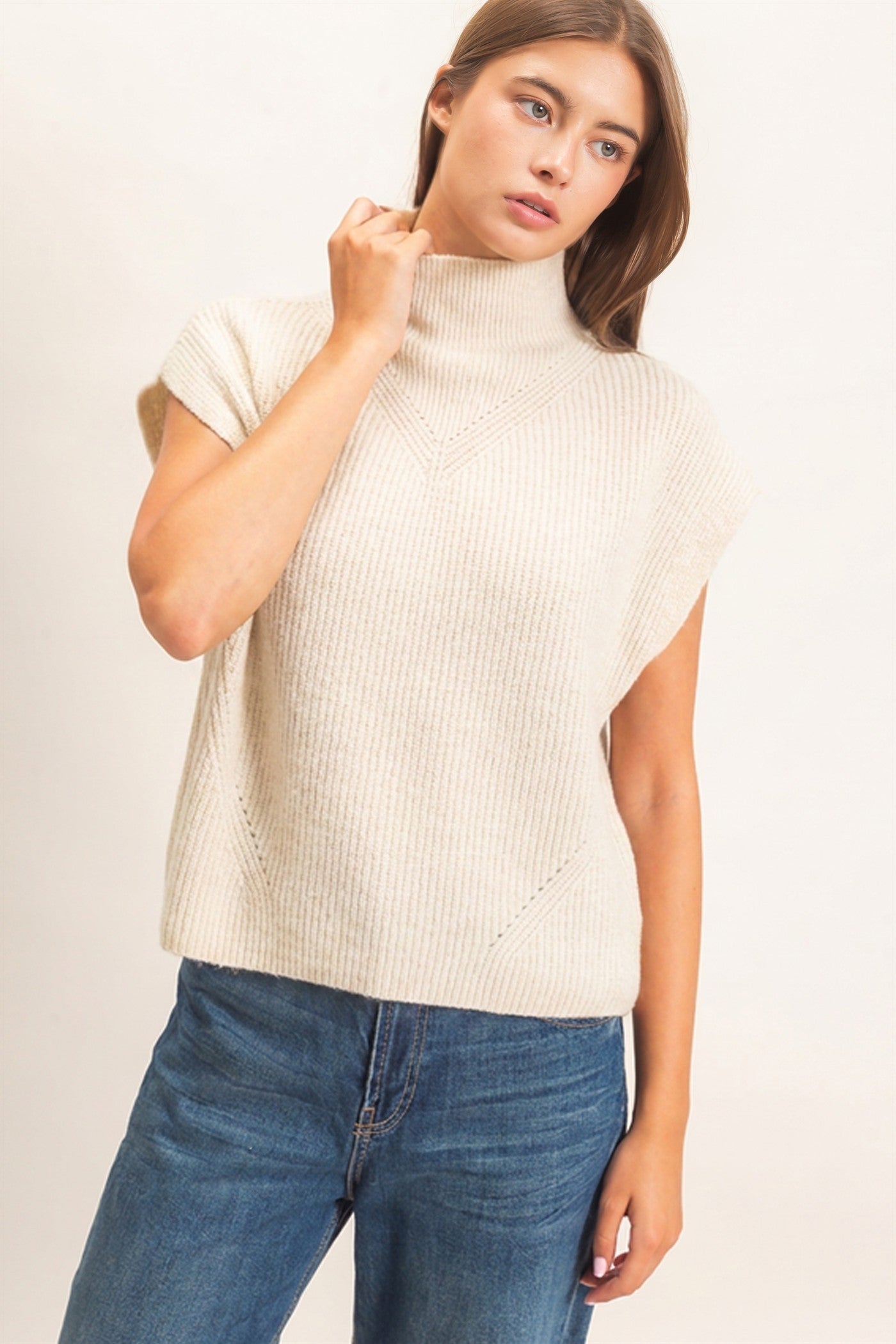 Sleeveless High Neck Sweater Top (Reg.) - 5 Colors