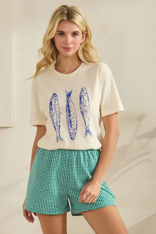 Gingham Elastic Waist Shorts (Reg & Plus)-4 Colors