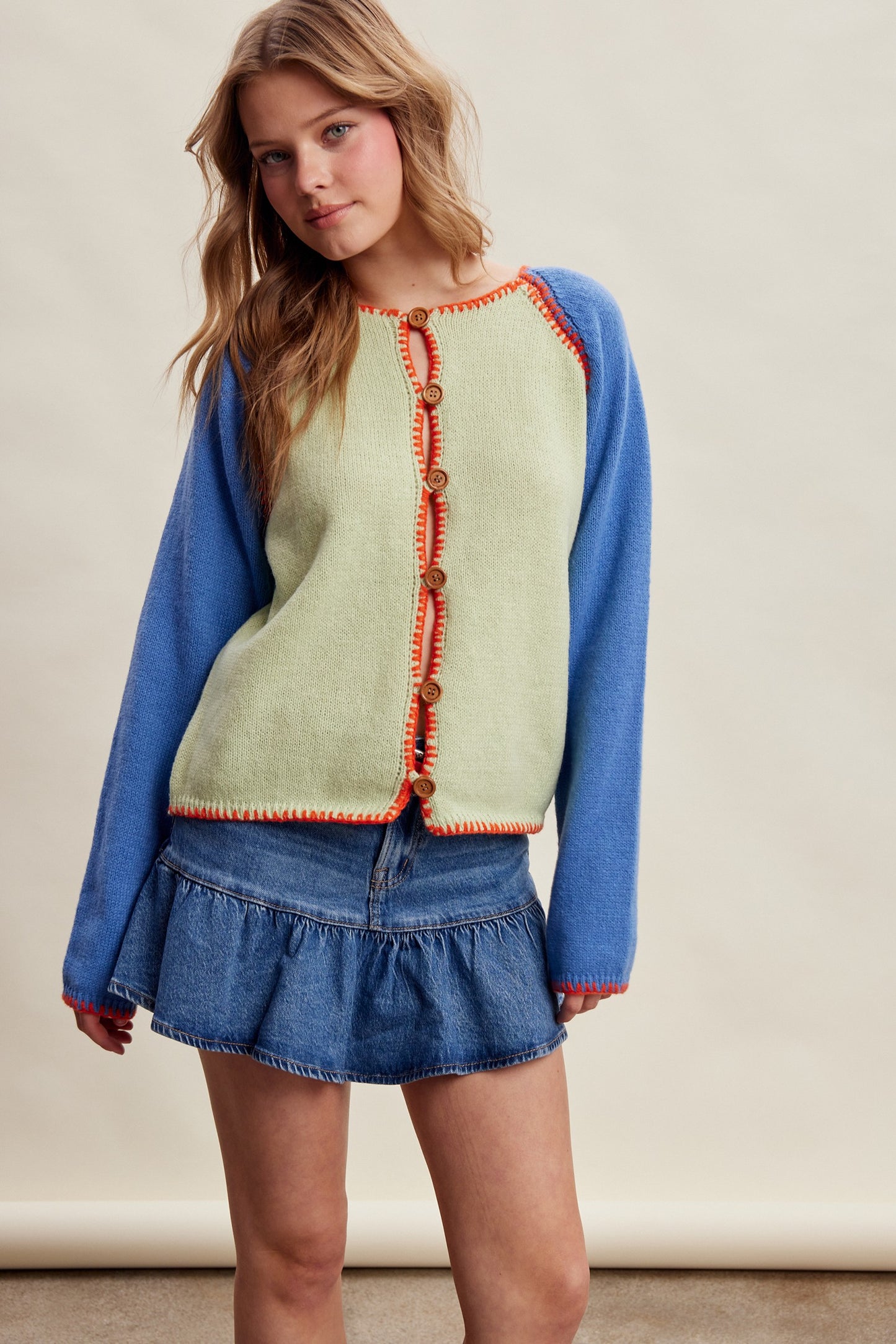 Color Block Knit Cardigan Top (Reg.) - 2 Colors
