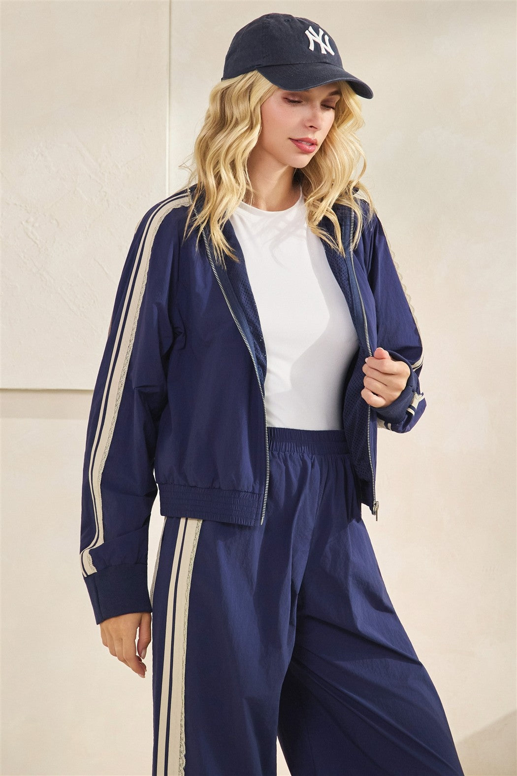 Navy Side Stripe Track Jacket (Reg.)