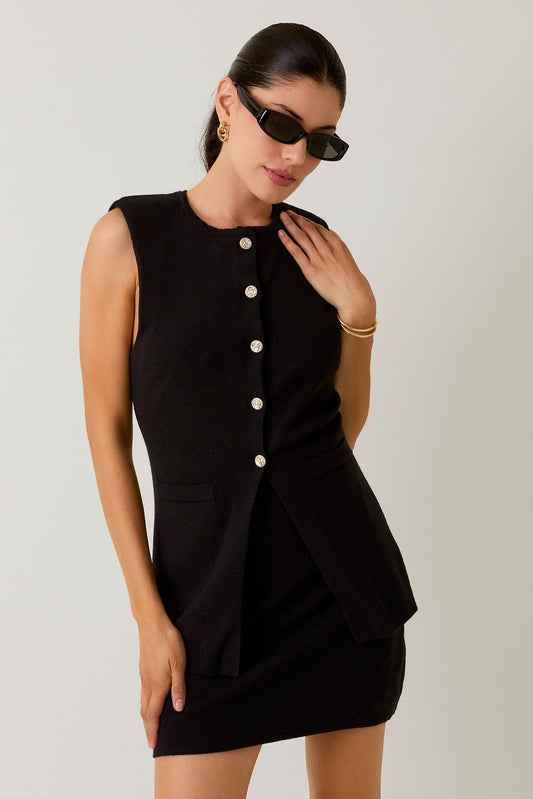 Black Sweater Vest Top & Skort Set (Reg.)