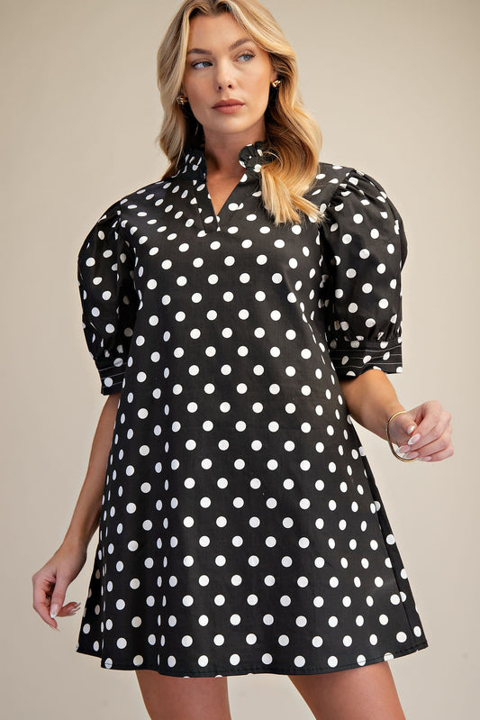 Black Polka Dot Cutie Mini Dress (Reg.)