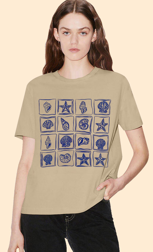 Seashell Grid Graphic Tee (Reg.)-2 Colors