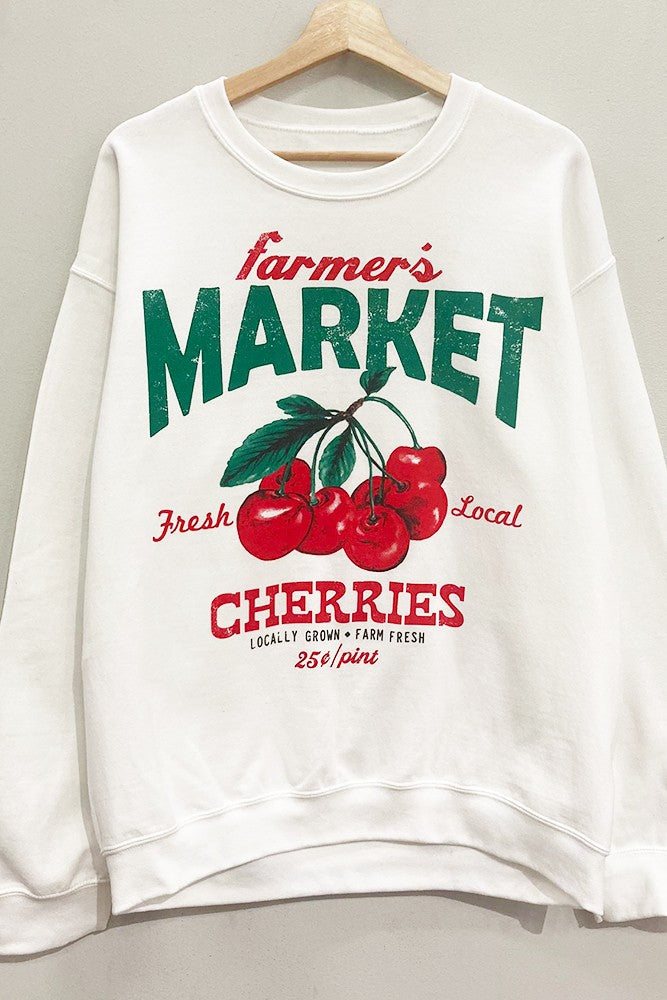 White Farmer's Market Cherries Graphic Sweatshirt (Reg)