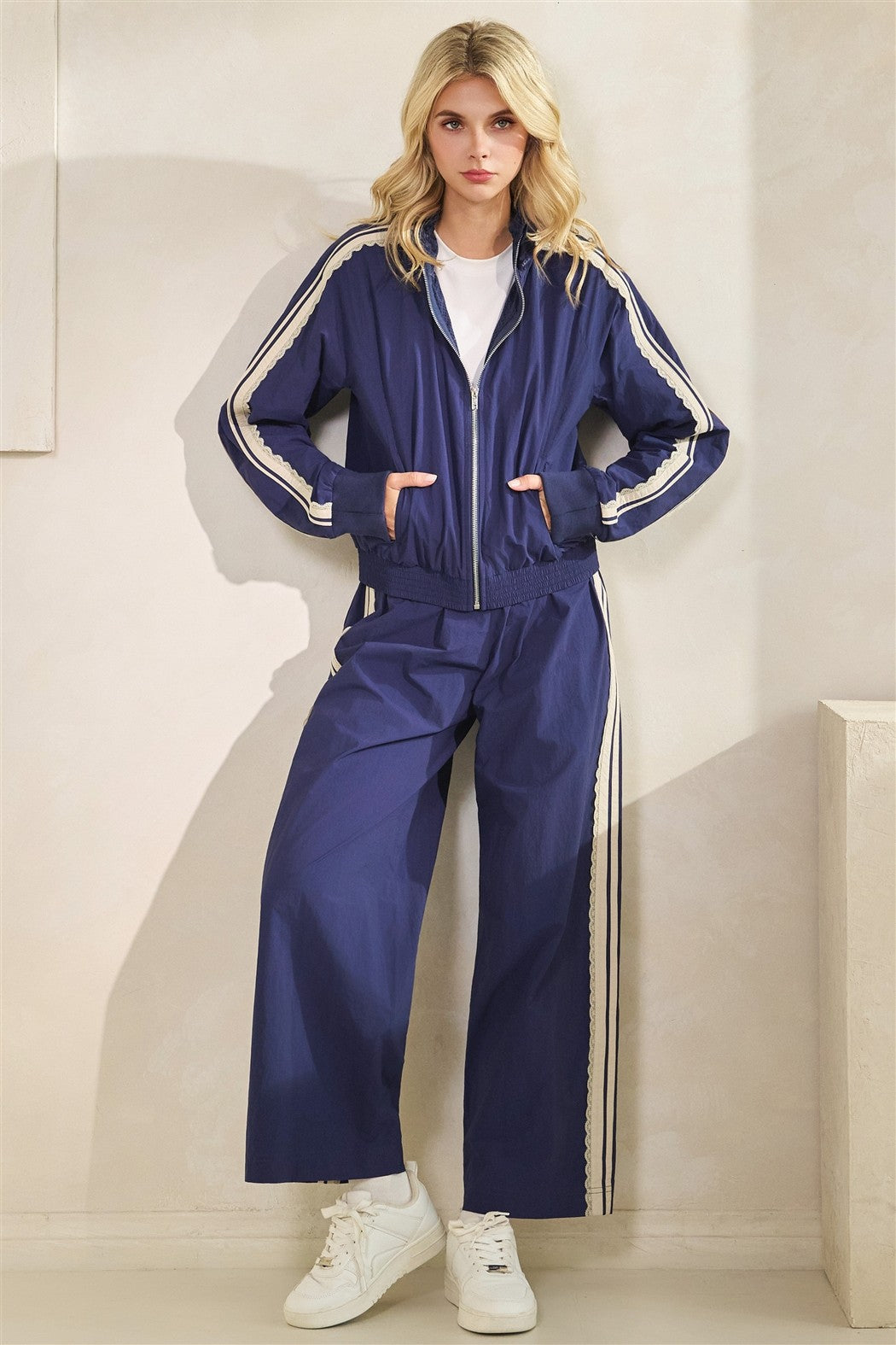 Navy Side Stripe Track Pants (Reg.)