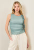 Mesh Side Ruched Top (Reg.)-3 Colors
