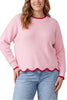 Contrast Trim Scalloped Hem Sweater Top (Reg & Plus) - 2 Colors