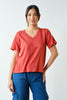 V-Neck Pima Cotton Boxy Tee Shirt (Reg.) - 7 Colors