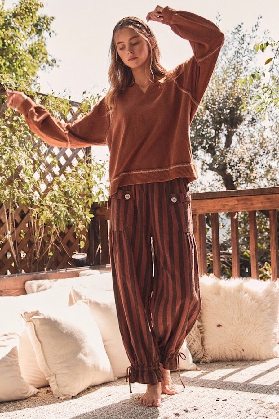 Rust Stripe Cargo Pants (Reg & Plus)