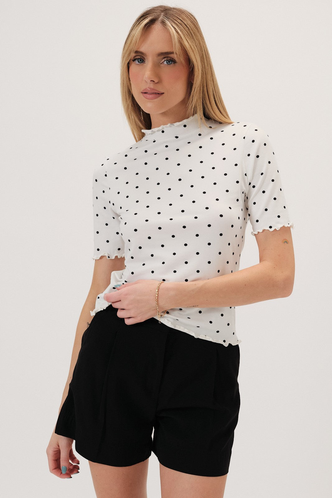 Polka Dot Merrow Hem Top (Reg.) - 2 Colors