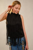 Fringe Suede Mock Neck Top (Reg.)-2 Colors