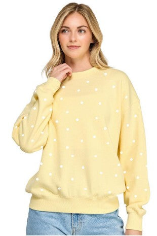 Polka Dot Fleece Lined Sweatshirt (Reg.) - 2 Colors