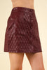 Button Down Textured Vegan Leather Mini Skirt (Reg.)-2 Colors