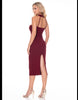 Brown Metallic Teardrop Halter Midi Dress (Reg.)