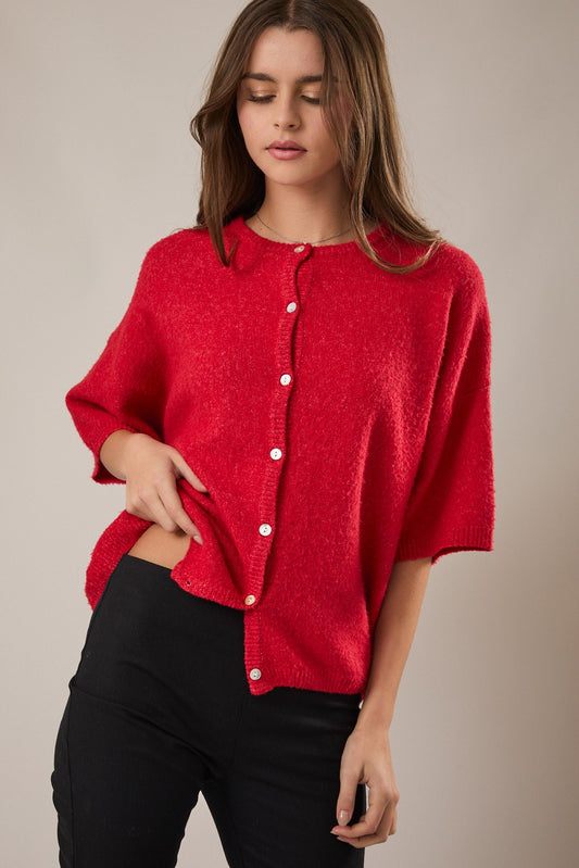 Red Lulu Sweater Cardigan (Reg.)