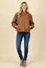 Brown Faux Suede Bubble Jacket (Reg & Plus)