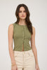 Sleeveless Button Down Knit Top (Reg.)- 4 Colors
