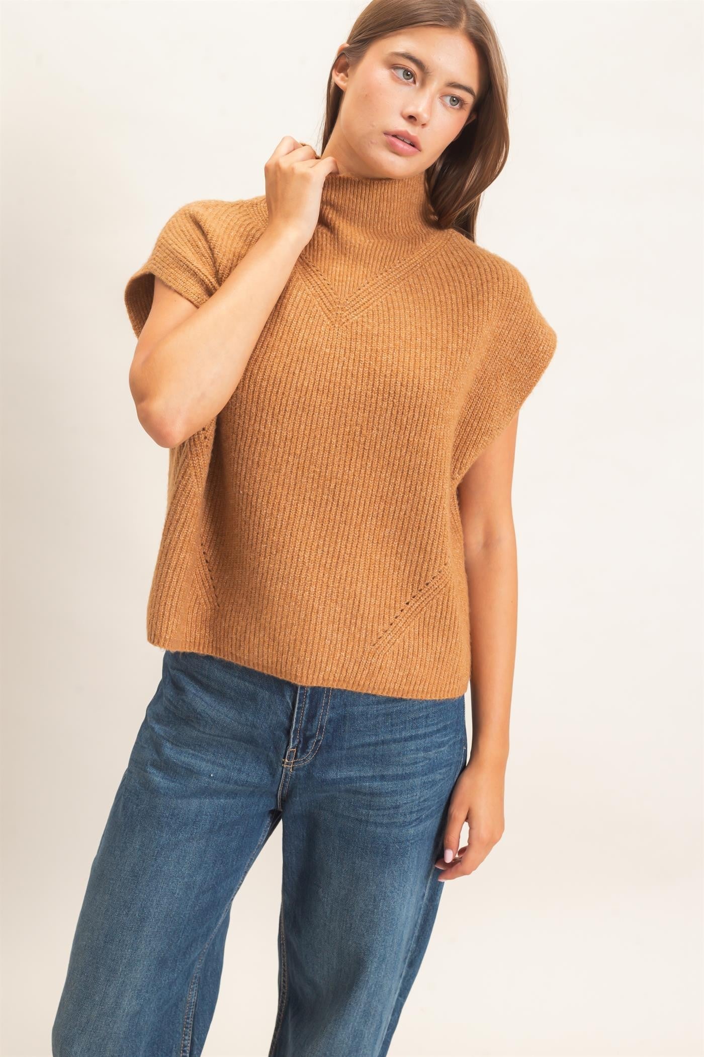 Sleeveless High Neck Sweater Top (Reg.) - 5 Colors