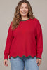 Contrast Trim Scalloped Hem Sweater Top (Reg & Plus) - 2 Colors