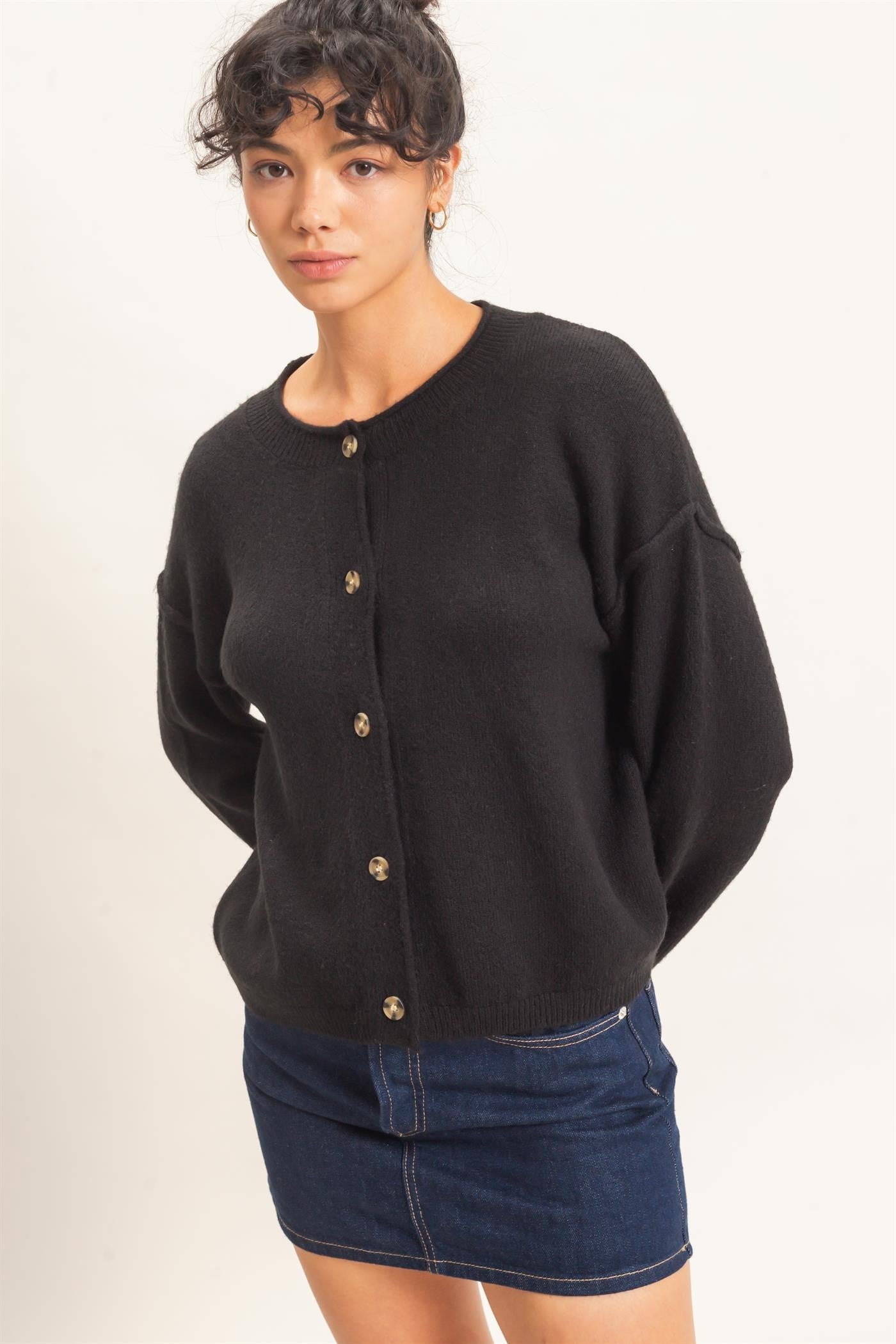 Essential Rolled Edge Sweater Cardigan (Reg.) - 7 Colors