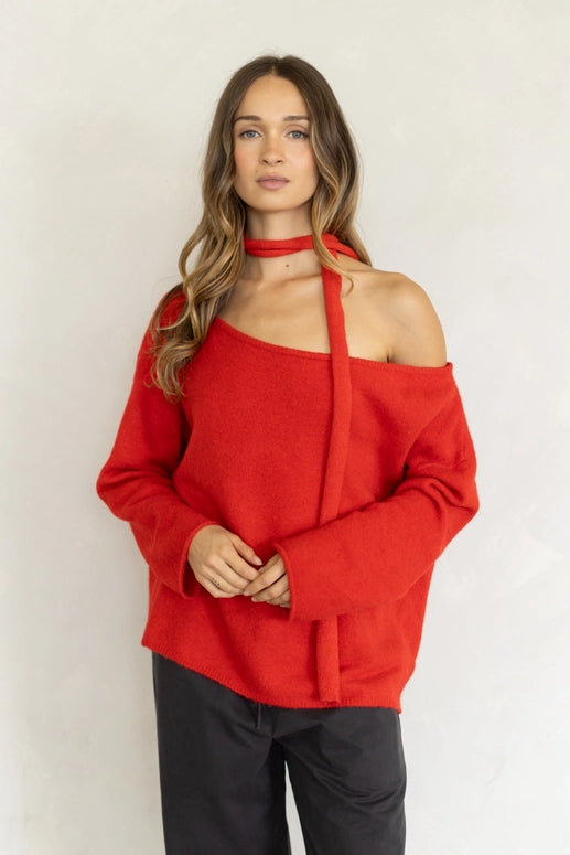 Tomato Red Emma Sweater Top (Reg.)